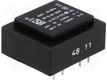 Transformer  encapsulated, 0.7VA, 230VAC, 6V, 6V, 58mA, 58mA, 44g