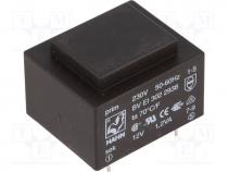 Transformer  encapsulated, 1.2VA, 230VAC, 12V, 100mA, Mounting  PCB