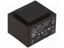 Transformer  encapsulated, 1.9VA, 230VAC, 15V, 126mA, Mounting  PCB