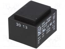 Transformer  encapsulated, 1.9VA, 230VAC, 12V, 12V, 79mA, 79mA, 81g