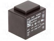 Transformer  encapsulated, 2.3VA, 230VAC, 12V, 12V, 96mA, 96mA, 111g