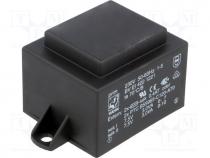 Transformer  encapsulated, 6VA, 230VAC, 7.5V, 7.5V, 400mA, 400mA