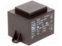 Transformer  encapsulated, 15VA, 230VAC, 12V, 12V, 625mA, 625mA