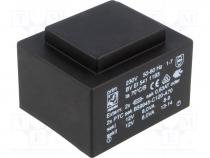 Transformer  encapsulated, 16VA, 230VAC, 12V, 12V, 667mA, 667mA