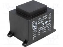 Transformer  encapsulated, 35VA, 230VAC, 12V, 12V, 1458mA, 1458mA