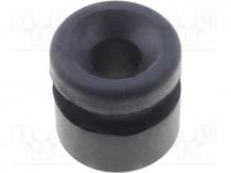 Grommet, Panel cutout diam 14.7mm, Hole dia 7mm, rubber, black