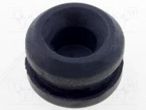 Grommet, with bulkhead, Panel cutout diam 14.6mm, Hole dia 8mm