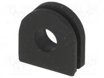 Grommet, Panel cutout diam 6mm, Hole dia 3.4mm, rubber, black