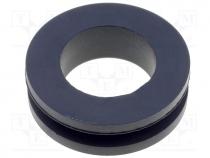 Grommet, Panel cutout diam 18mm, Hole dia 14mm, rubber, black