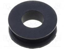 Grommet, Panel cutout diam 8.5mm, Hole dia 5mm, rubber, black