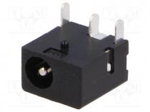Socket, DC supply, male, 3.5mm, 1.3mm, THT, 1A, 12VDC, angled 90