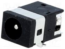 Socket, DC supply, male, 3.5mm, 1.3mm, MINI, SMT, 1A, 12VDC