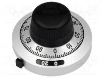 Precise knob, with counting dial, Shaft d 6.35mm, Ø46mm