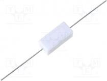 Resistor  wire-wound ceramic case, THT, 220, 5W, 5%, 10x9x22mm