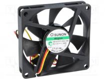 Fan  DC, axial, 12VDC, 70x70x15mm, 45.63m3/h, 31.5dBA, Vapo, 26AWG