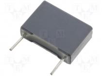 Capacitor  polyester, 1uF, 100V, Pitch 15mm, 10%, 5x11x18mm