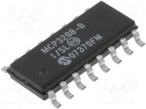 A/D converter, Channels 8, 12bit, 100ksps, 2.7....5.5VDC, SO16