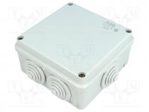 Enclosure  junction box, X 100mm, Y 100mm, Z 50mm, grey, IP55