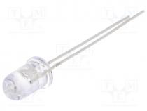 LED, 5mm, blue, 1560-2180mcd, 30, Front  convex, Pitch 2.54mm