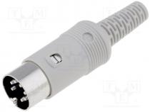 Plug, DIN, male, PIN 7, Pin layout 270, straight, for cable