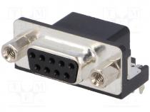 Socket, D-Sub, HD 20, PIN 9, female, angled 90, THT, UNC4-40