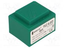 Transformer  encapsulated, 6VA, 230VAC, 15V, Mounting  PCB, IP00