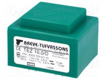 Transformer  encapsulated, 10VA, 230VAC, 7.5V, 7.5V, Mounting  PCB