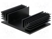 Heatsink  extruded, TO3, black, L 50mm, W 65mm, H 20mm, 2.9K/W