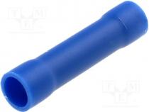 Butt splice, insulated, brass, 1.5....2.5mm2, tinned, crimped, 27A