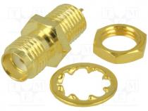 Socket, SMA, female, straight, soldering, gold plated