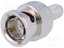 Plug, BNC, male, straight, 75, RG59,RG62,RG71,URM70,URM90, teflon