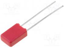 Capacitor  polypropylene, 1nF, 100VDC, 2.5mm, 5%, 2.5x7x4.6mm