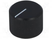Knob, with pointer, aluminium, Shaft d 4mm, Ø20x14mm, black