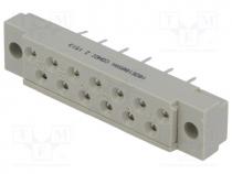 Socket, DIN 41617, female, PIN 13, THT, straight, 4A, 250V, B 30mm