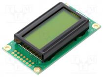 Display  LCD, alphanumeric, STN Positive, 8x2, green, LED, PIN 14