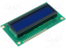 Display  LCD, alphanumeric, STN Negative, 16x2, blue, LED, PIN 16