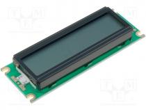 Display  LCD, alphanumeric, STN Negative, 16x2, yellow-green, LED