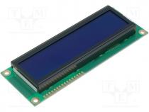 Display  LCD, alphanumeric, STN Negative, 16x2, blue, LED, PIN 16