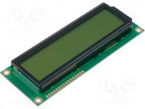 Display  LCD, alphanumeric, STN Positive, 16x2, green, LED, PIN 16