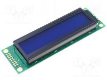 Display  LCD, alphanumeric, STN Negative, 20x2, blue, LED, PIN 16