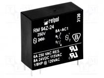 Relay  electromagnetic, DPST-NO, Ucoil 24VDC, 8A/250VAC, 8A/24VDC