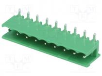 Pluggable terminal block, socket, 5.08mm, angled 90, ways 9, THT