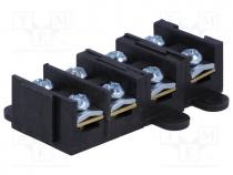 Terminal block, ways 4, screw terminal, 1.5÷4mm2, black, 380V