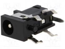 Socket, DC supply, male, 4/1,7mm, 4mm, 1.7mm, with on/off switch