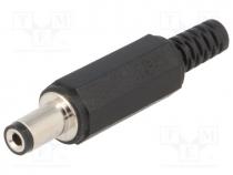 Plug, DC supply, female, 5,5/2,1mm, 5.5mm, 2.1mm, for cable, 4A