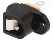 Socket, DC supply, male, 5,5/2,1mm, 5.5mm, 2.1mm, soldering, 500mA