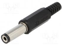 Plug, DC supply, female, 5,5/2,1mm, 5.5mm, 2.1mm, for cable, 14.5mm