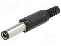 Plug, DC supply, female, 5,5/2,5mm, 5.5mm, 2.5mm, for cable, 14.5mm