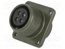 Connector  military, Series  DS/MS, socket, female, PIN 4, 13A
