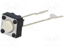 Microswitch, 1-position, SPST-NO, 0.05A/24VDC, THT, 0.98N, 6x6mm